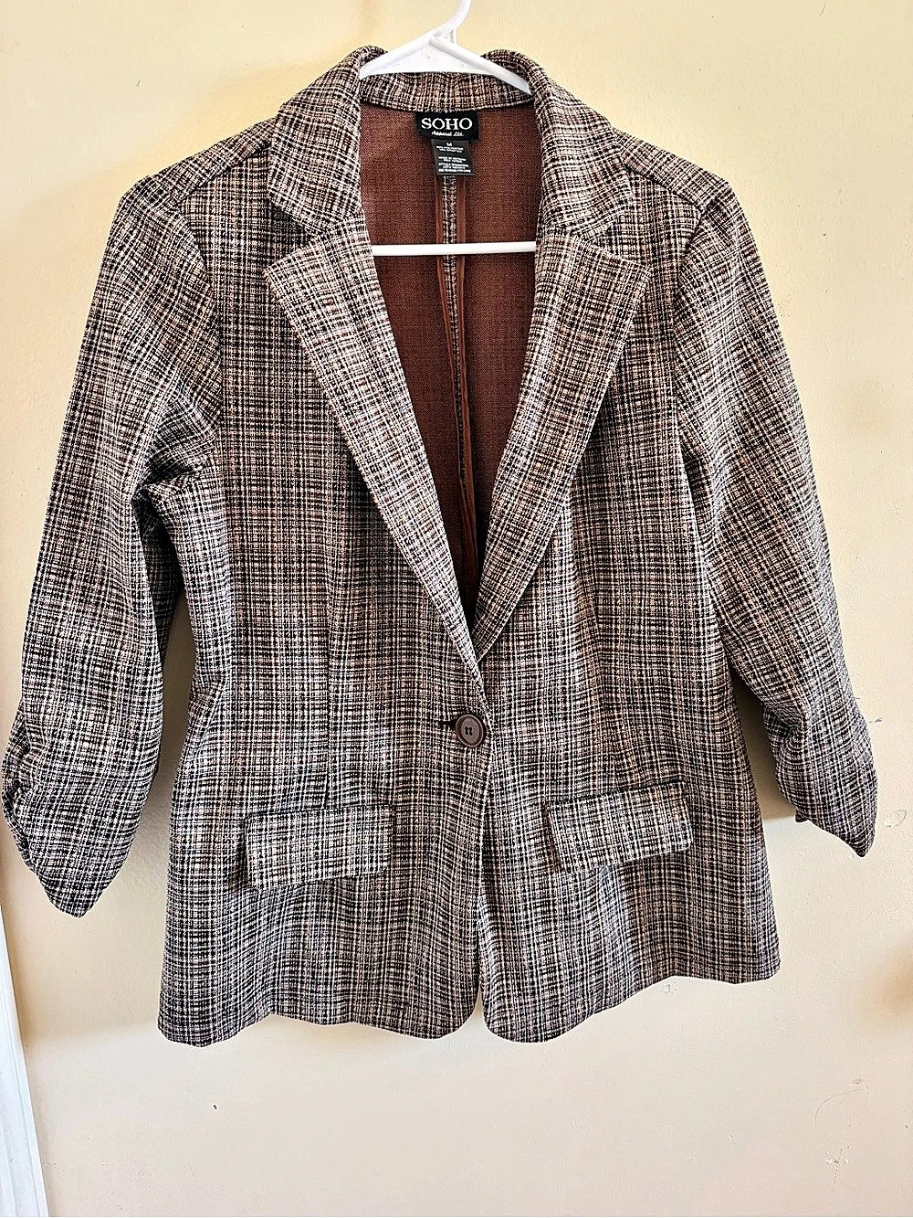SOHO Plaid Blazer in Brown & Black Size Medium